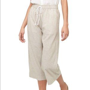 beachlunchlounge Cropped Pants Linen-Cotton Blend, Raffia,White stripe Size S